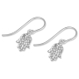Sterling Silver Hanging Hamsa Earrings - 1