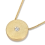 18K Gold Textured Round Diamond Necklace (Choice of Color) - 1