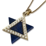 Star of David: 14K Gold Diamond Encrusted Pendant with Lapis Lazuli - 1