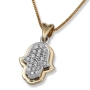 14K Gold Two-Tone Hamsa Diamond Necklace  - 1