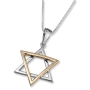 White and Yellow Gold Modern Star of David Necklace  - 1