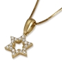 14K Yellow Gold Small Diamond Star of David - 1