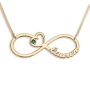 Sterling Silver English / Hebrew Infinity Name Necklace with Heart and Birthstone - Color Option - 5