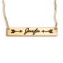 Gold Plated Bar Script Name Necklace with Arrows (English) - 1