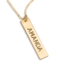 Gold Plated Vertical Bar Name Necklace - 3