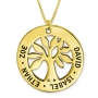 Gold Plated Silver English / Hebrew Name Necklace - Family Tree - 3
