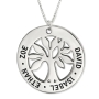 Silver Hebrew/English Family Tree Disc Necklace - 2