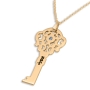 Gold Plated Key Necklace with Name and Swarovski Birthstone - 1