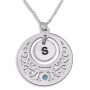 Double Thickness Silver Initial Disc Necklace (English/Hebrew)  - 1