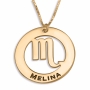 Hebrew Name Necklace Double Thickness Gold-Plated Scorpio Zodiac Name Necklace (English/Hebrew)  - 1