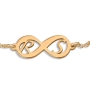 Double Thickness Gold-Plated Infinity Initials Bracelet (English/Hebrew) - 1