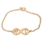Double Thickness Gold-Plated Infinity Initials Bracelet (English/Hebrew) - 2
