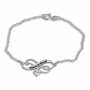 Double Thickness Silver Infinity Personalised Bracelet (English/Hebrew) - 1