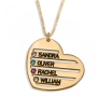 Sterling Silver English / Hebrew up to Four Kids' Names Heart Mom Necklace with Birthstones - Color Option - 3