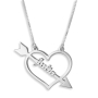 Sterling Silver Heart and Arrow Personalized Name Necklace (Hebrew / English) - 2