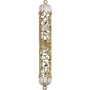 Lace-Design Enameled Jeweled Mezuzah Case - White - 1