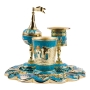 24K Gold Plated Jerusalem Havdalah Set - Turquoise with Sapphire Crystals - 1