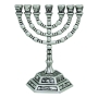 12 Tribes Silver-Plated 7-Branched Classic Menorah  - 1
