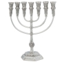 Large Silver-Plated Jerusalem Temple 7-Branched Menorah - 1