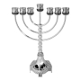 Traditional Leaves Silver-Plated 7-Branch Menorah - 1