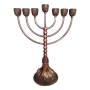 Copper-Plated Traditional Ornate 7-Branched Menorah - Medium   - 1