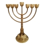 Gold-Plated Traditional Ornate 7-Branched Menorah – Medium   - 1