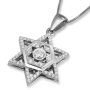 Large Double Star of David 14K Gold Diamond Pendant (Choice of Color) - 2