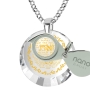 Large Sterling Silver and Cubic Zirconia Eishet Chayil (Woman of Valor) Necklace Micro-Inscribed With 24K Gold (Proverbs 31:10-31) - 6