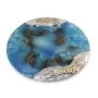 Handcrafted Glass Seder Plate With Grapes Design (Light Blue) - 1