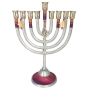 Lily Art Colorful Aluminium Purple and Orange Pomegranate Hanukkah Menorah - 1