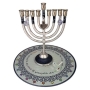 Lily Art Colorful Aluminium Purple Filigree Hanukkah Menorah with Decorative Tray and Dreidel - 1