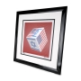 Limited Edition American-Israeli Friendship Framed 3D Optical Illusion Cube (Red Background, Black Frame) - 2