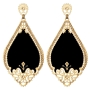 Black and Golden Teardrop Earrings by L.K. Designs - 1