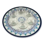 Lily Art Glass Seder Plate with Pomegranate Motif in Blue  - 3