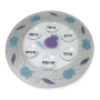 Glass Seder Plate With Hand Painted Pomegranates Design By Lily Art (Blue & Purple) - 1