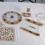 Lily Art Hand Painted Glass Matzah Plate With Red Pomegranate Design - 5