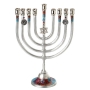 Large Aluminum Hanukkah Menorah: Star of David (Red & Blue). Lily Art - 2