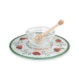 Lily Art Glass Rosh Hashanah Honey Dish & Wooden Honey Spoon – Pomegranate Design - 2