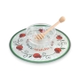 Lily Art Glass Rosh Hashanah Honey Dish & Wooden Honey Spoon – Pomegranate Design - 1