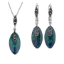 Marina Jewelry Sterling Silver Oval Eilat Stone Drop Necklace - 2