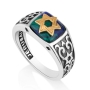 Marina Jewelry 925 Sterling Silver and Eilat Stone Ring With Gold-Plated Star of David - 1
