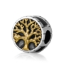 Marina Jewelry 925 Sterling Silver Bead Charm With Gold-Plated Tree of Life Design - 1