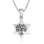 Marina Jewelry 925 Sterling Silver Star of David & Tree of Life Necklace - 1