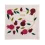 Raw Silk Appliqued Matzah Cover and Afikoman Bag Set - Pomegranate Vines (White) - 2