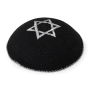 Knitted and Embroidered Star of David Kippah - Choice of Color - 4