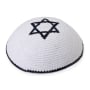 Knitted and Embroidered Star of David Kippah - Choice of Color - 3