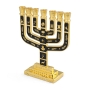 Twelve Tribes of Israel Gold-Plated Seven-Branch Menorah with Enamel - 6