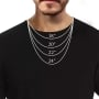 Men's Silver Hamsa Necklace with Gold Star of David and Black Diamonds - 3