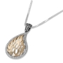 9K Gold HaEsh Sheli Teardrop Necklace with Cubic Zirconia Outline - 2