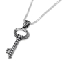 Sterling Silver Eshet Chayil Key Necklace with Cubic Zirconia Stones - 2